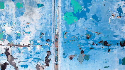 Grunge blue rusty metal surface
