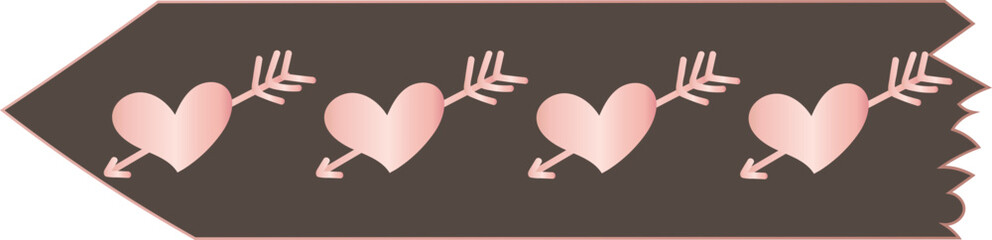 Heart washi tape on transparent background.
