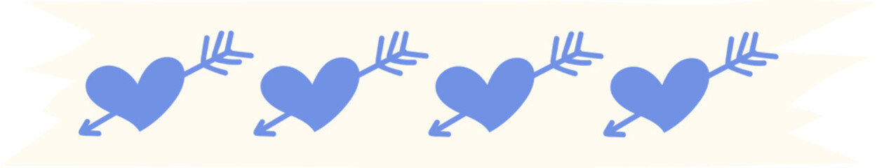 Heart washi tape on transparent background.
