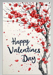 Valentines letter card design, with "Happy Valentines Day" text. AI generative