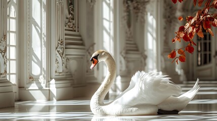 Graceful Elegance: Swan in a Serene and Poised Stance