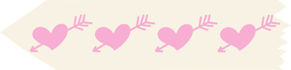 Heart washi tape on transparent background.
