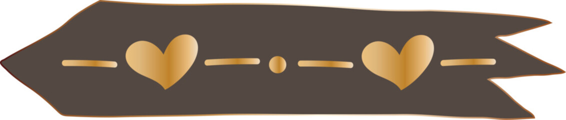 Heart washi tape on transparent background.
