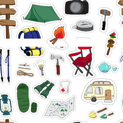 Camping seamless pattern background.