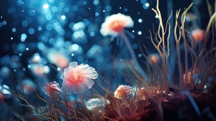 A bunch of flowers that are in the grass. Generative AI.