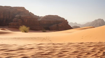 Poster A vast desert landscape with large red rock formations and sand dunes © duyina1990