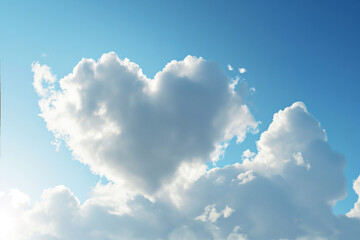 Naklejka na ściany i meble white cloud in heart shape on blue sky for love or valentine's day concept
