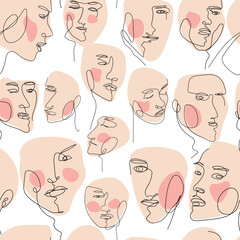 One line drawing face illustration on transparent background.
