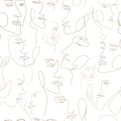 One line drawing face illustration on transparent background.
