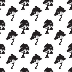 Tree seamless pattern background. Vector illustration.