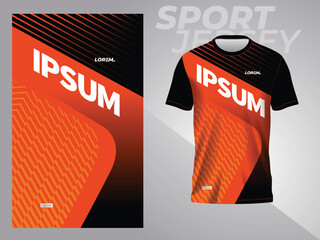 orange and black sport jersey pattern with mockup template design