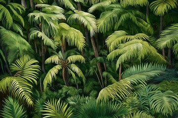 A dense forest of palm trees, their fronds creating a natural canopy, providing shade and shelter for various wildlife.