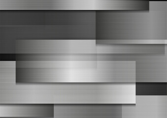 Abstract grey metallic striped texture technology background. Abstract vector geometry design