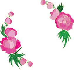 Beautiful flower wreath illustration on transparent background.
