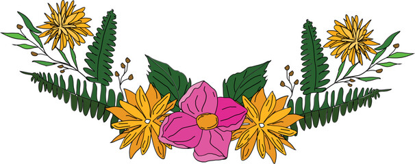 Flower decorative element illustration on transparent background.
