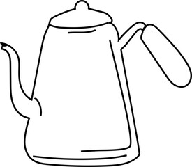 Hand drawn coffee pot illustration on transparent background.
