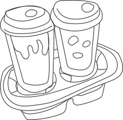 Hand drawn coffee cup illustration on transparent background.
