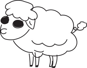 Hand drawn sheep illustration on transparent background.
