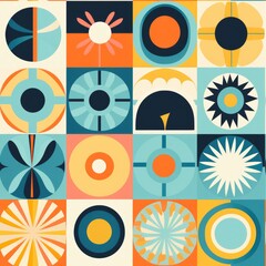 Fototapeta premium flat retro geometric multicolored pattern. Retro background 1970s 1980s