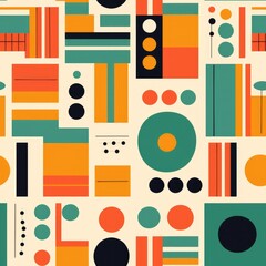 flat retro geometric multicolored pattern. Retro background 1970s 1980s