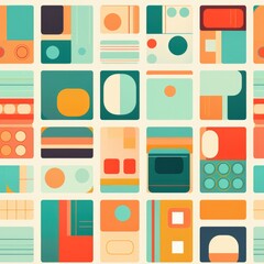 flat retro geometric multicolored pattern. Retro background 1970s 1980s