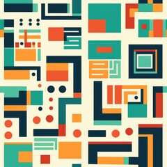 flat retro geometric multicolored pattern. Retro background 1970s 1980s