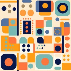 flat retro geometric multicolored pattern. Retro background 1970s 1980s