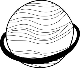 Hand drawn planet illustration on transparent background.
