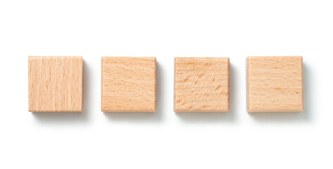 wooden blocks isolated on white background, top view