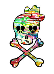 Skull and crossbones watercolor abstract design by hand painting.