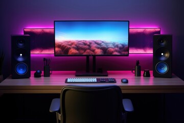 Three monitor desk setup