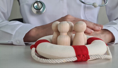 Health insurance or life insurance business and health care concept