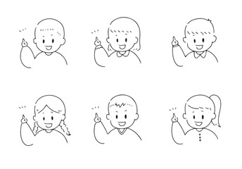 ひらめく男女の線画セット