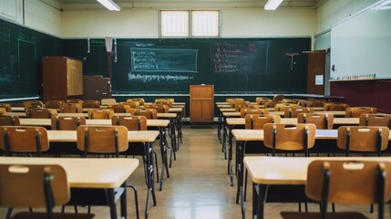 Classroom with tables and chair