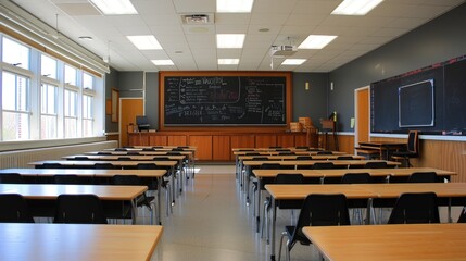 Classroom with tables and chair