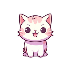 A cartoon cat on a transparent background, cutest sticker illustration, kawaii, highly detailed character design, pastel color, die cut sticker, sticker concept design.	