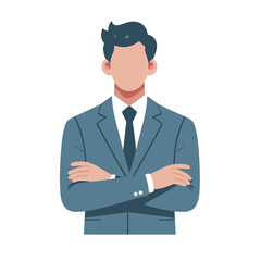 腕組みをするサラリーマンのベクターイラスト