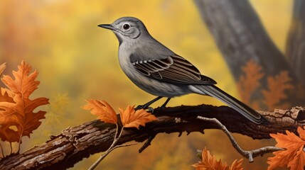 Elegant Bird Amidst Autumn Foliage Serene Scene