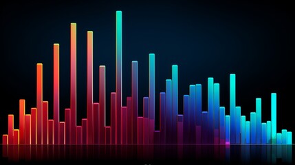 Colorful Data Analysis Bars in 3D Visualization - Business Intelligence and Market Trends Conceptual Graphic - obrazy, fototapety, plakaty