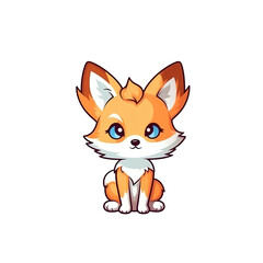 Obraz premium A cartoon fox on a transparent background, cutest sticker illustration, kawaii, highly detailed character design, pastel color, die cut sticker, sticker concept design. 