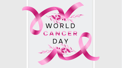 Free vector gradient world cancer day horizontal banner template pink colour with tape