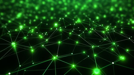 Green network pattern representing digital connections and data flow in a decentralized blockchain network