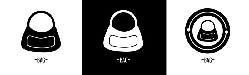 Bag logo set. Collection of black and white logos. Stock vector.