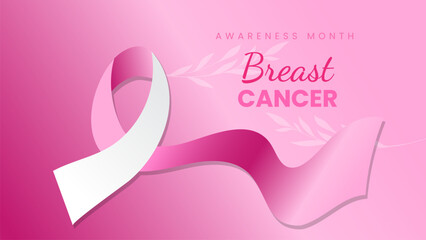 Obraz premium Free vector gradient world breast cancer horizontal banner template pink colour
