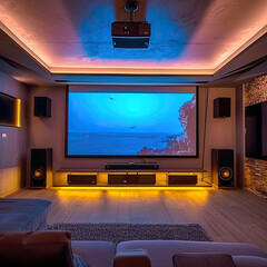 Indigo Home Theater and Soundbar Setup - Cinematic Ambiance