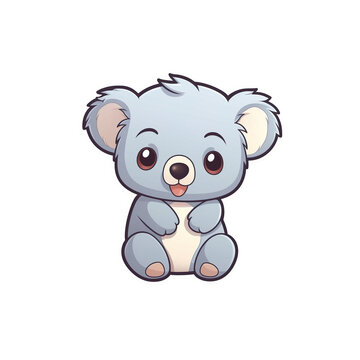 A cartoon koala on a transparent background, cutest sticker illustration, kawaii, highly detailed character design, pastel color, die cut sticker, sticker concept design.	