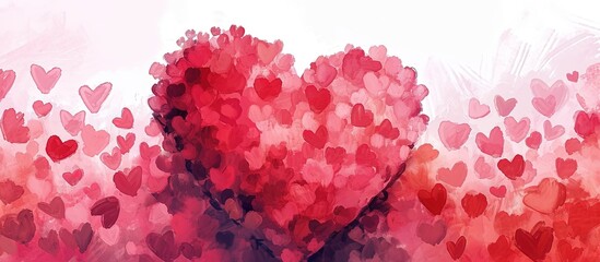 Valentine's Day background with a big heart and several small hearts