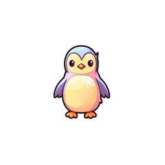A cartoon penguin on a transparent background, kawaii, cutest sticker illustration, highly detailed character design, pastel color, die cut sticker, sticker concept design.	