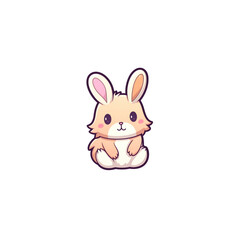 Obraz na płótnie Canvas A cartoon rabbit on a transparent background, cutest sticker illustration, kawaii, highly detailed character design, pastel color, die cut sticker, sticker concept design. 