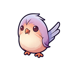 Fototapeta premium A cartoon bird on a transparent background, cutest sticker illustration, kawaii, highly detailed character design, pastel color, die cut sticker, sticker concept design. 